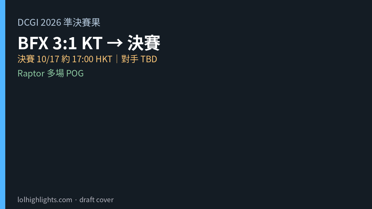 BFX 3:1 KT 晉級決賽資訊卡