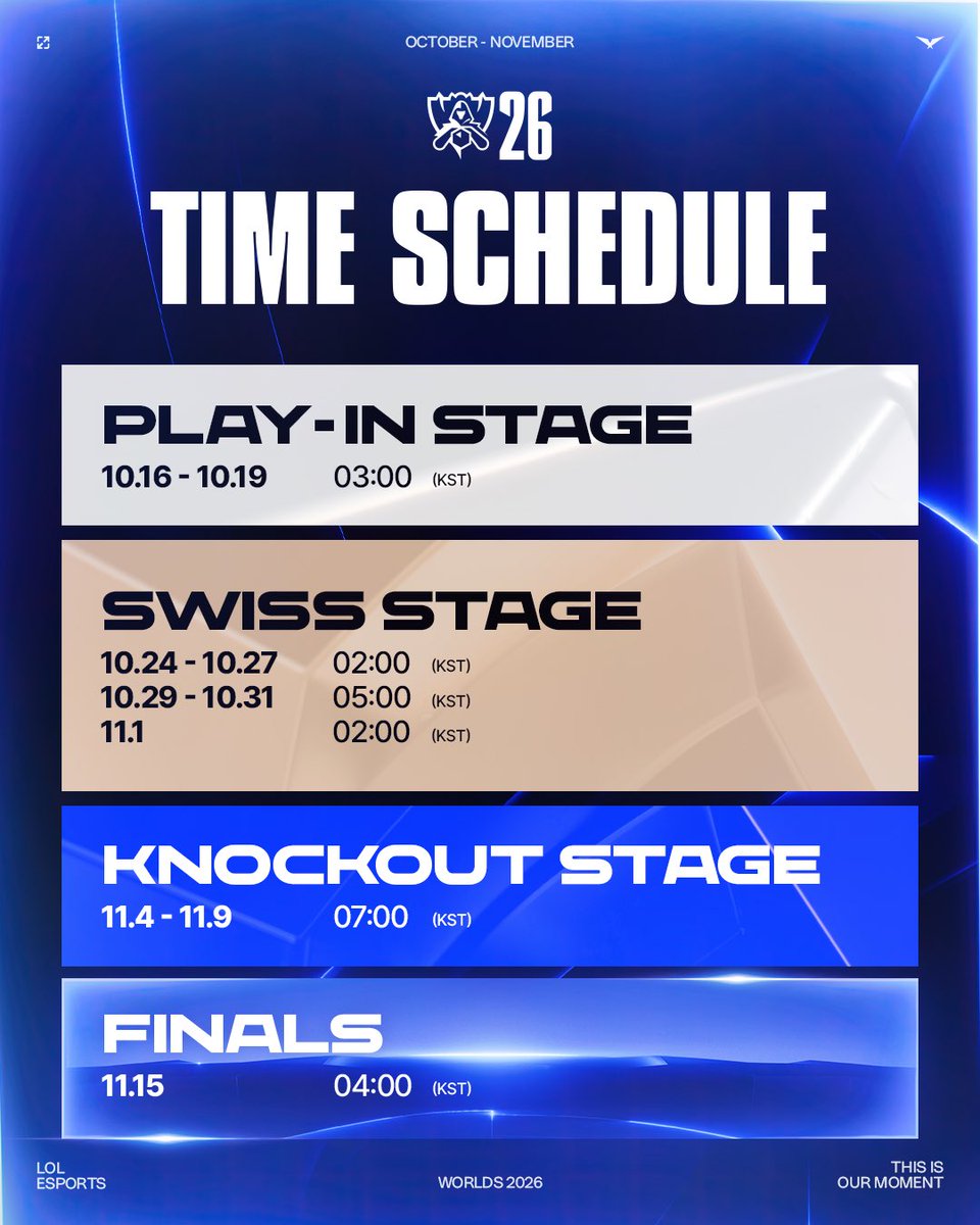 LCK 公布 Worlds 2026 賽程圖其二
